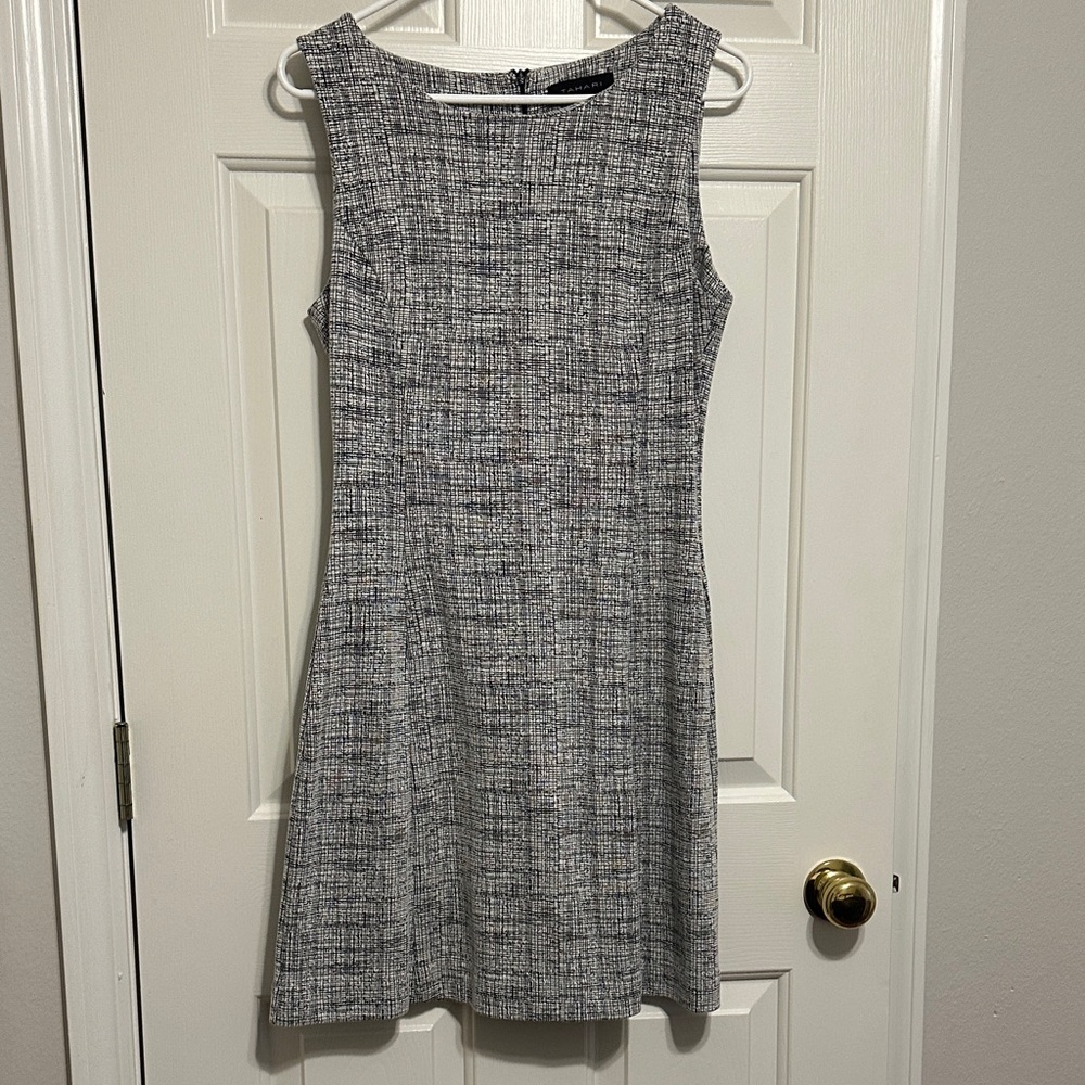 Tahari Textured Gray Midi Dress with pockets
